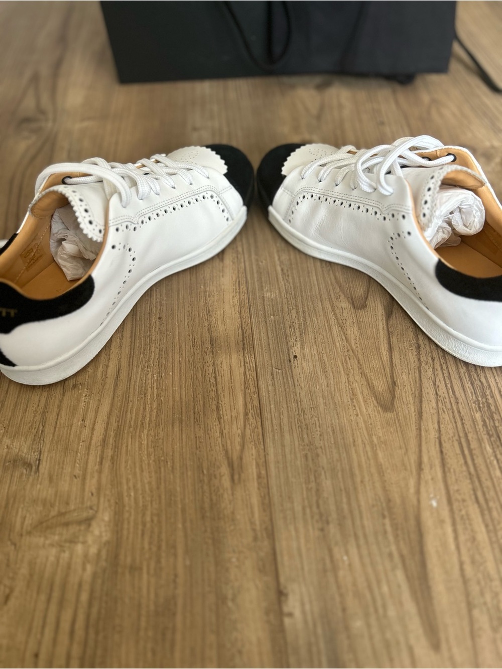 Office of Angela Scott The Elliot sneakers white leather black toe brogue. Sz 40 - Picture 7 of 8